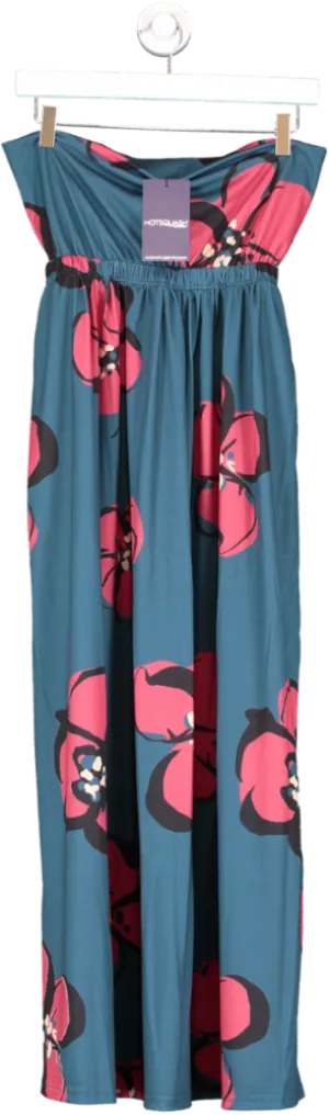 Hotsquash Blue Painterley Floral Teal Maxi Skirt UK 8