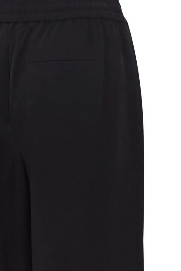 ICHI RIVALY Pants - A black relaxed trouser with elasticated waist