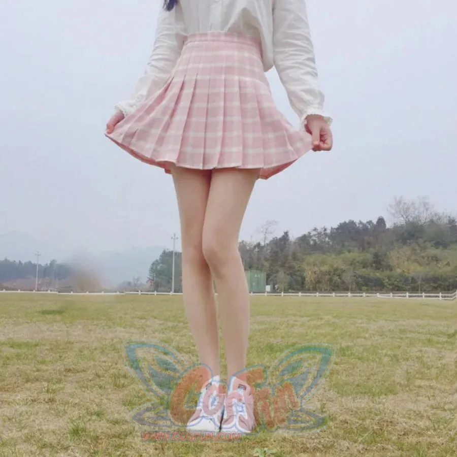 Japanese Sweet Pleated Tuck Plaid Mini Skirt mp006161