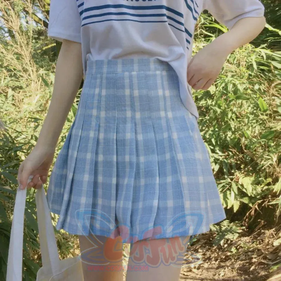 Japanese Sweet Pleated Tuck Plaid Mini Skirt mp006161