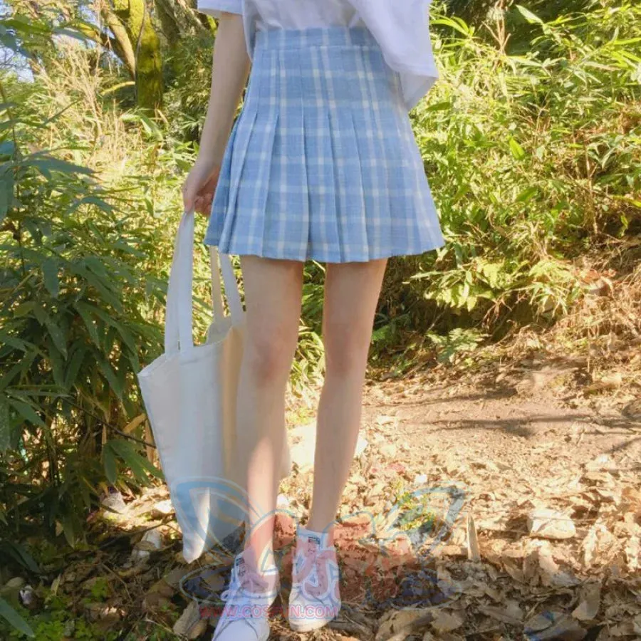Japanese Sweet Pleated Tuck Plaid Mini Skirt mp006161