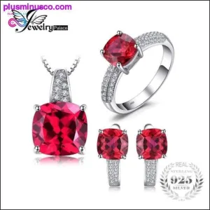 JewelryPalace Created Ruby Ring Necklace Clip Earring