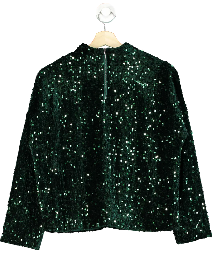 J.Mclaughlin Green Leeza Sequin Top UK M