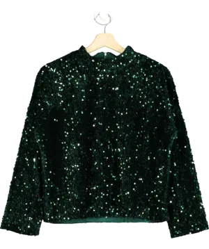 J.Mclaughlin Green Leeza Sequin Top UK M