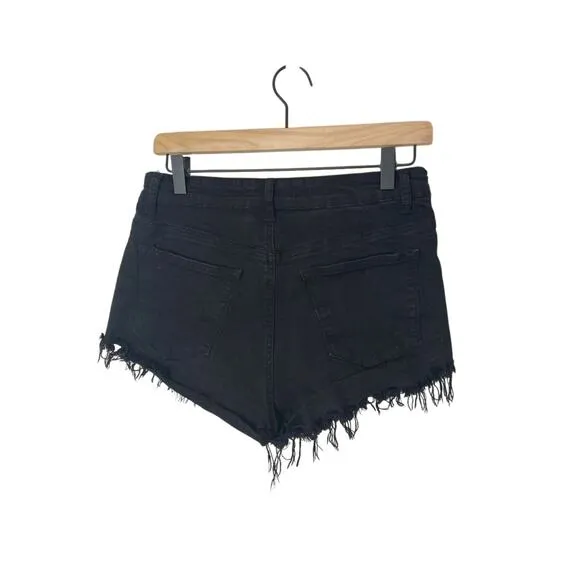 Kancan Distressed Estillo Black High Rise Mom Jean Emo Festival Shorts