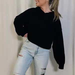 Keep It Casual Cropped Hoodie - Black - LAST ONE