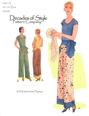 Kitchenette Pajamas 1930 Decades of Style Vintage Style Sewing Pattern