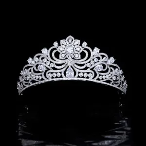 Large Zircon Floral Crown Forest Series Bridal Tiara Headdress