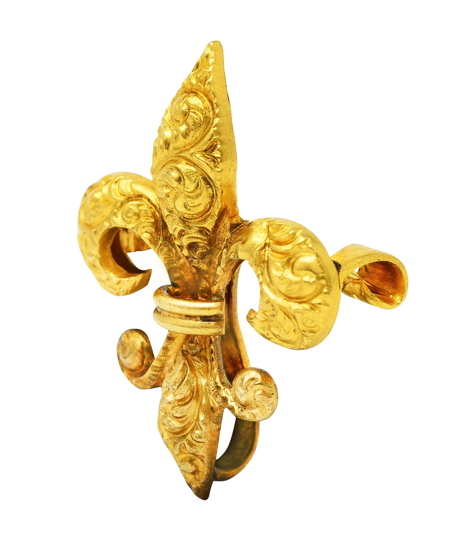 Late Victorian 14 Karat Gold Fleur-De-Lis Pendant Brooch Watch Locket Pin