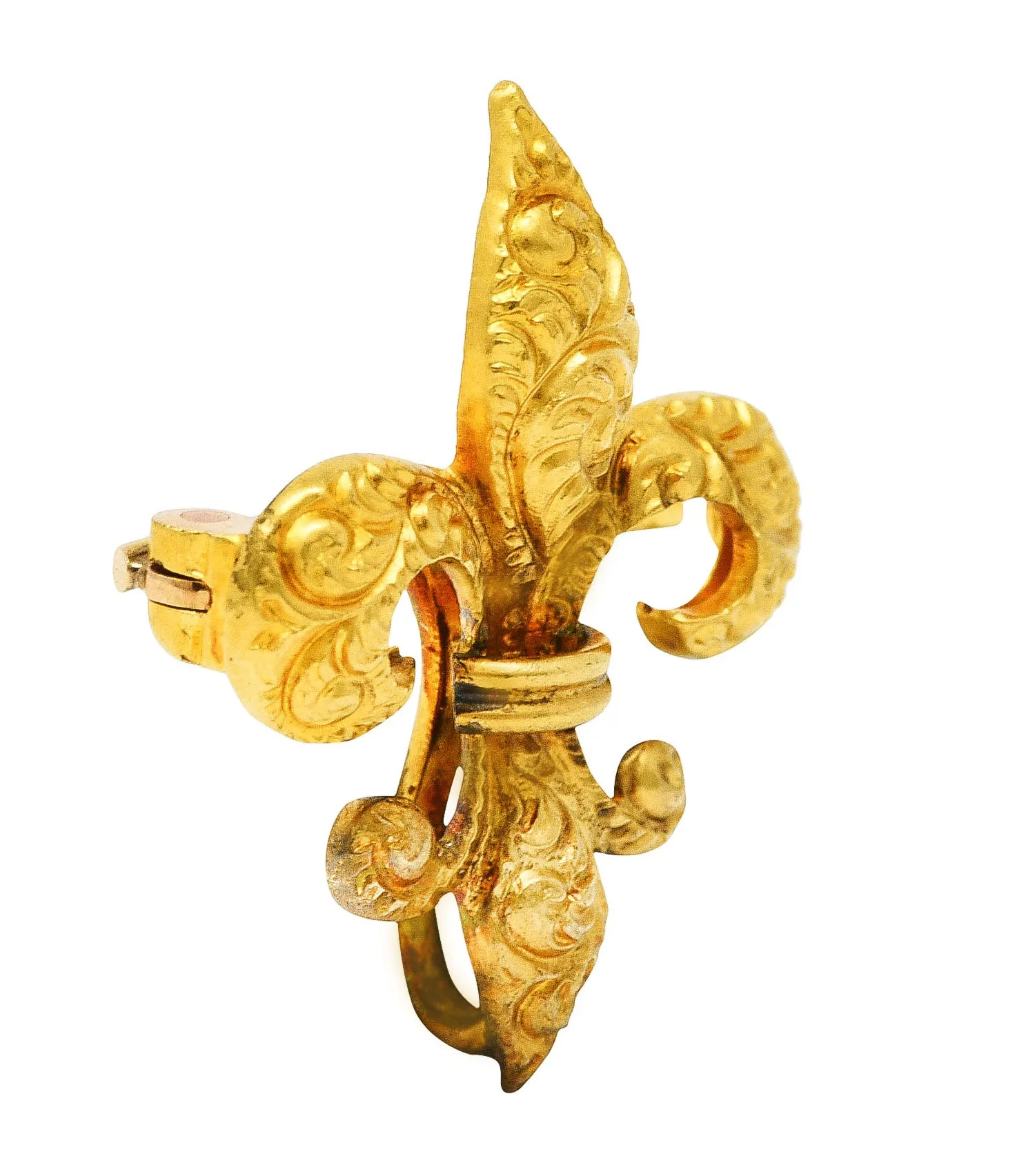 Late Victorian 14 Karat Gold Fleur-De-Lis Pendant Brooch Watch Locket Pin