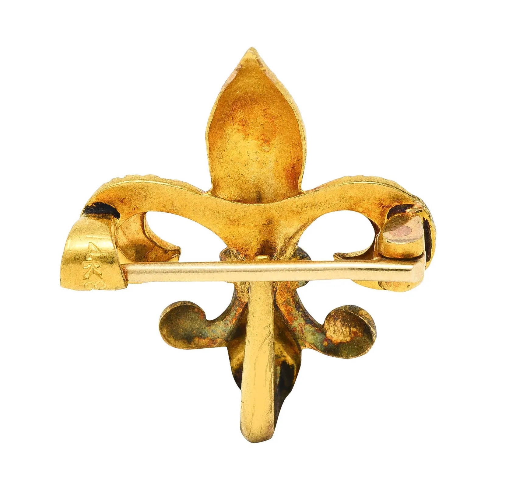 Late Victorian 14 Karat Gold Fleur-De-Lis Pendant Brooch Watch Locket Pin
