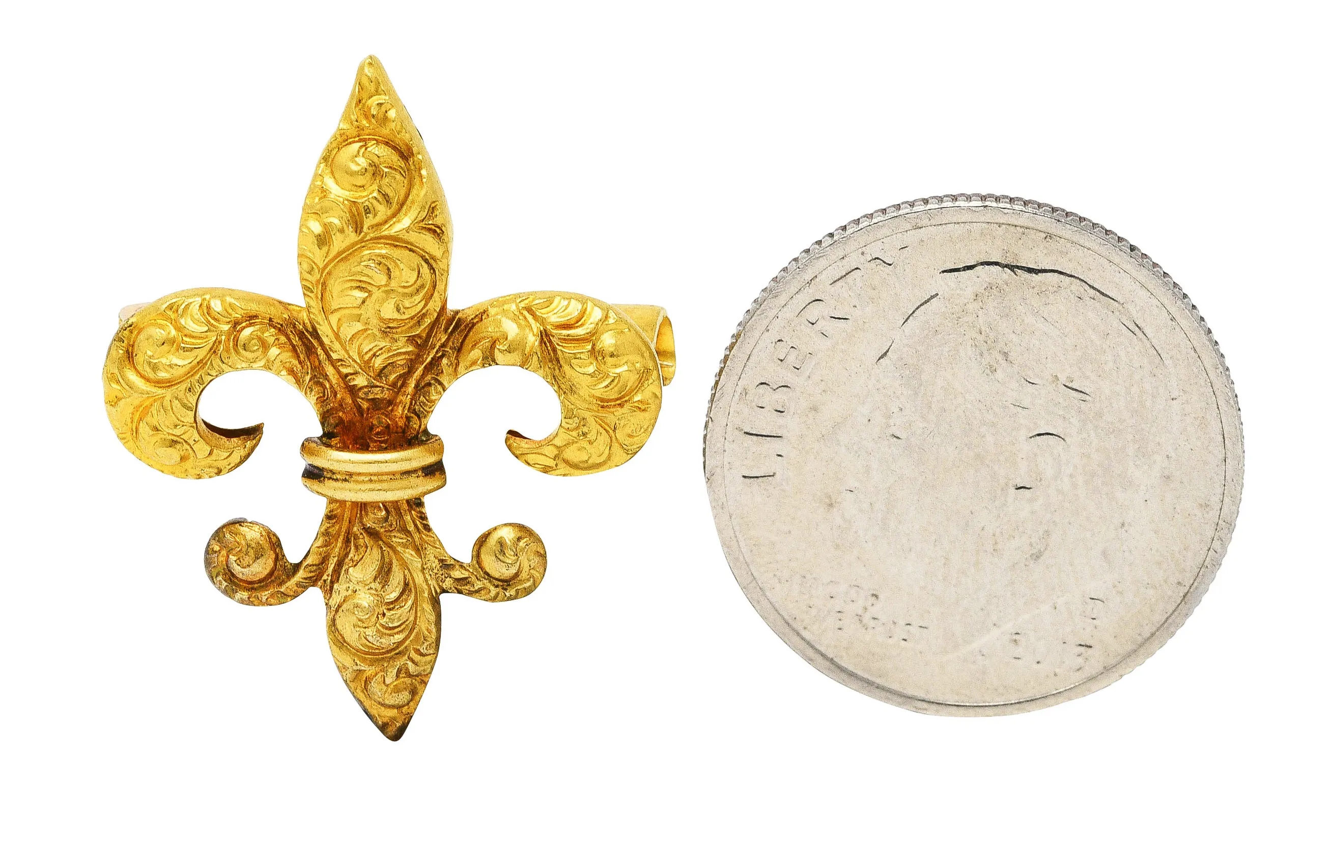 Late Victorian 14 Karat Gold Fleur-De-Lis Pendant Brooch Watch Locket Pin