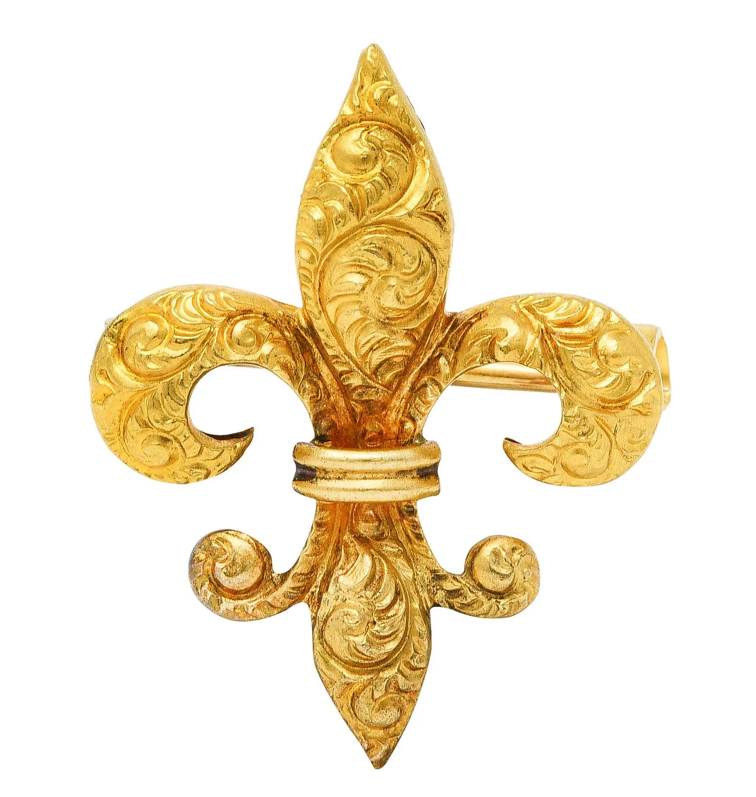Late Victorian 14 Karat Gold Fleur-De-Lis Pendant Brooch Watch Locket Pin