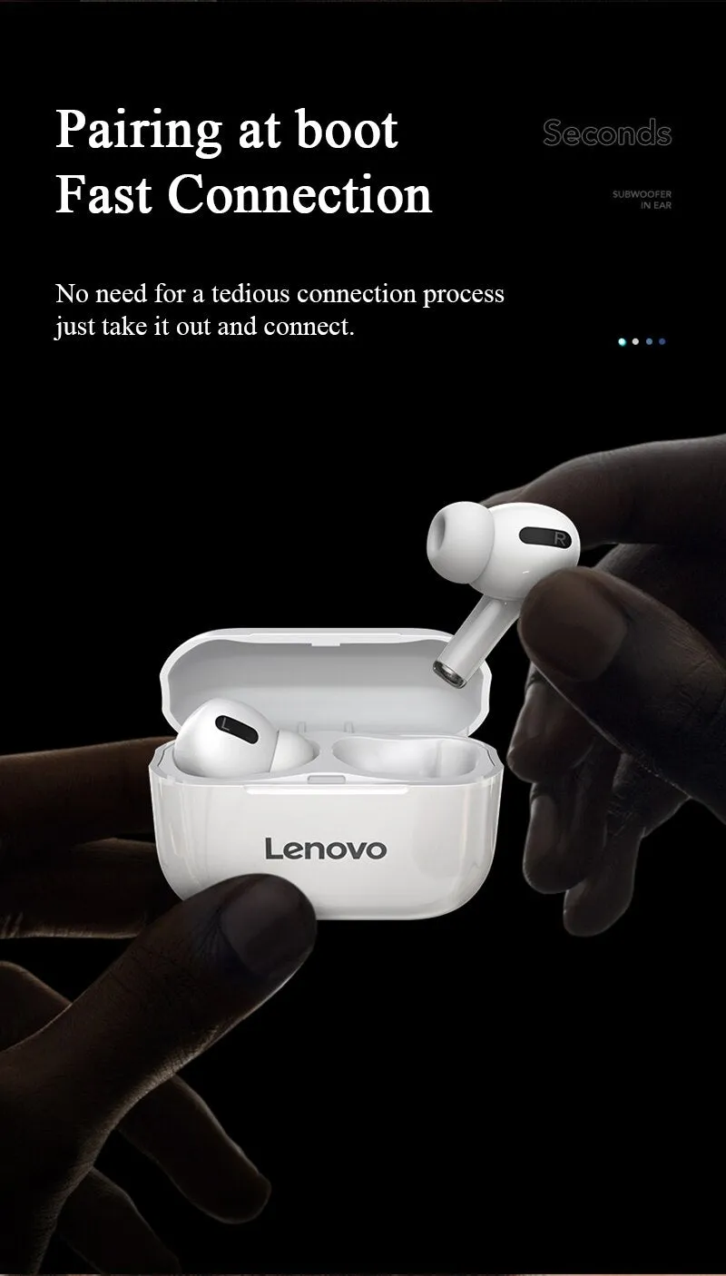 Lenovo Lp1s Bluetooth Sports HiFi Stereo Earbuds With Mic - Black