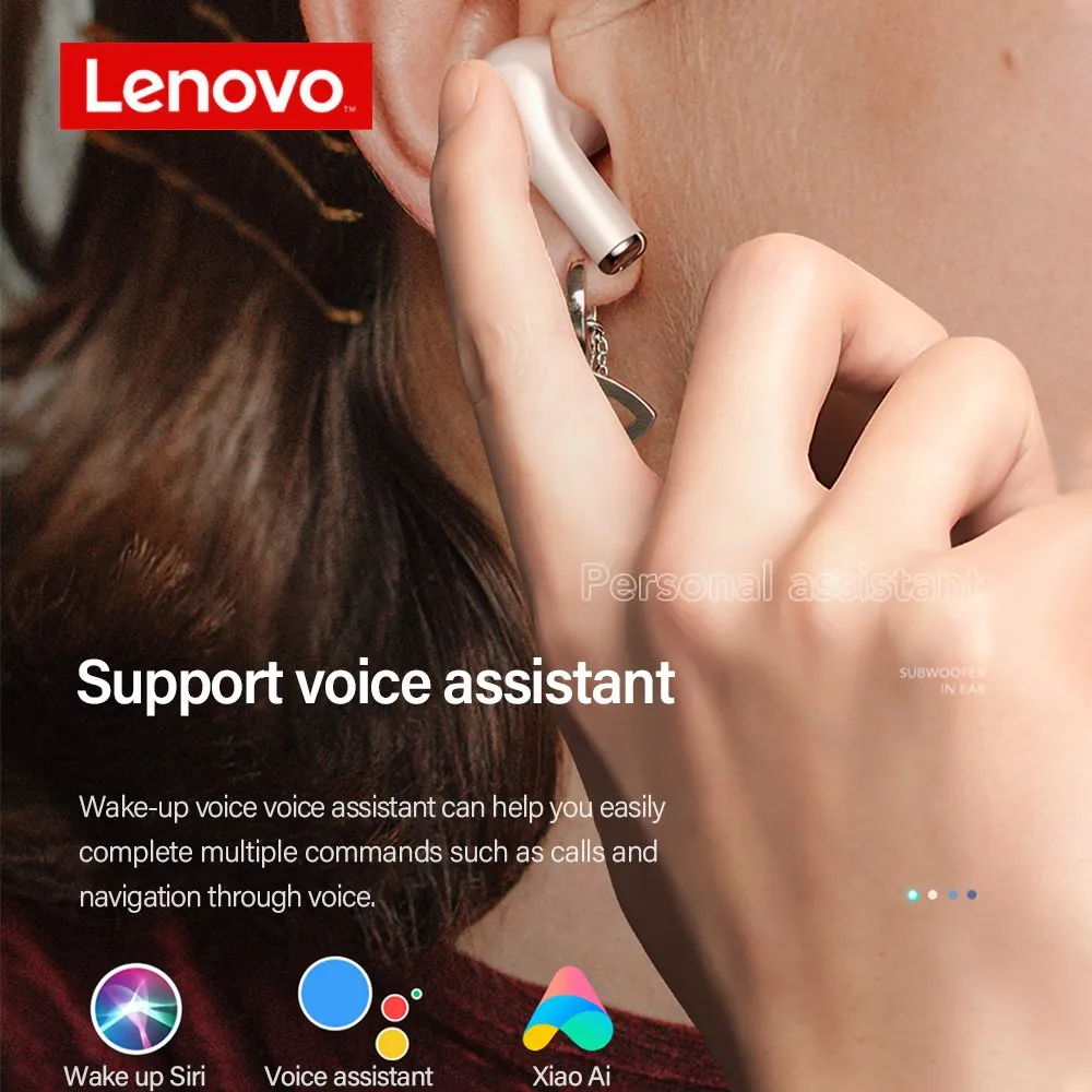 Lenovo Lp1s Bluetooth Sports HiFi Stereo Earbuds With Mic - Black