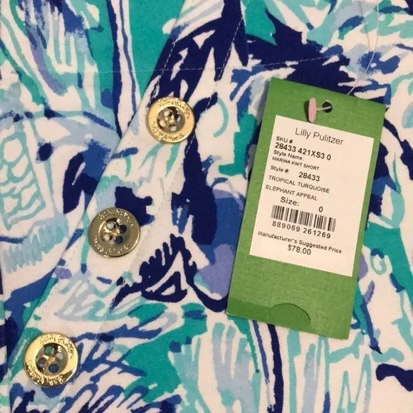 Lilly Pulitzer Marina Knit short tropical Turqu