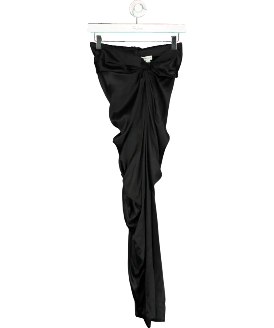 LilySilk Black Malus Draped Front Knot Skirt UK 8