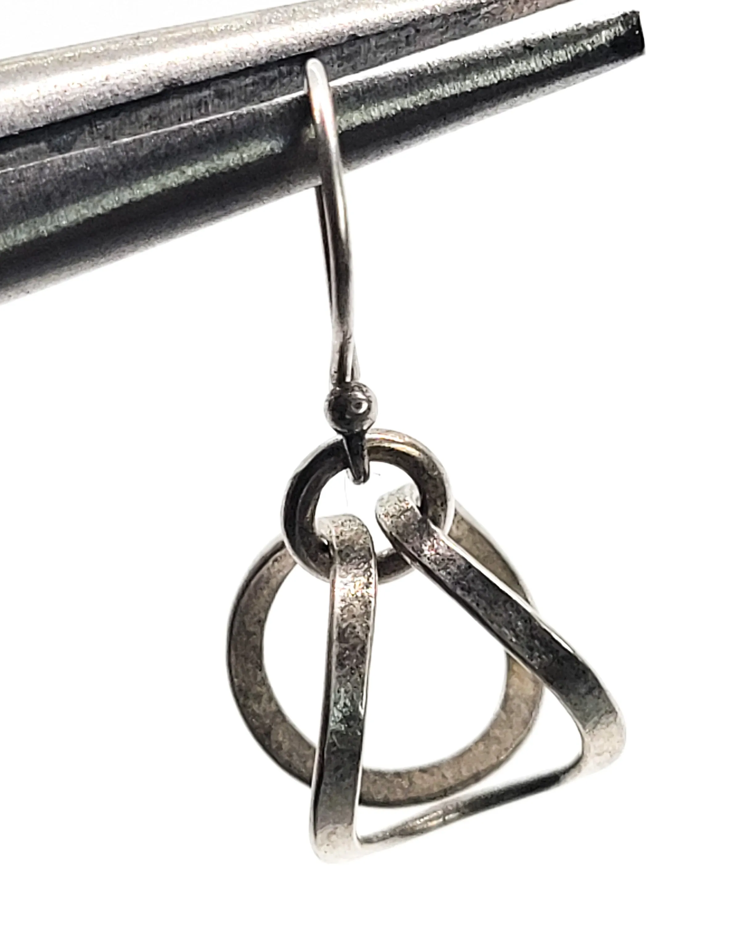 Loeber and Look Abstract modernist hoop drop retro vintage sterling silver earrings