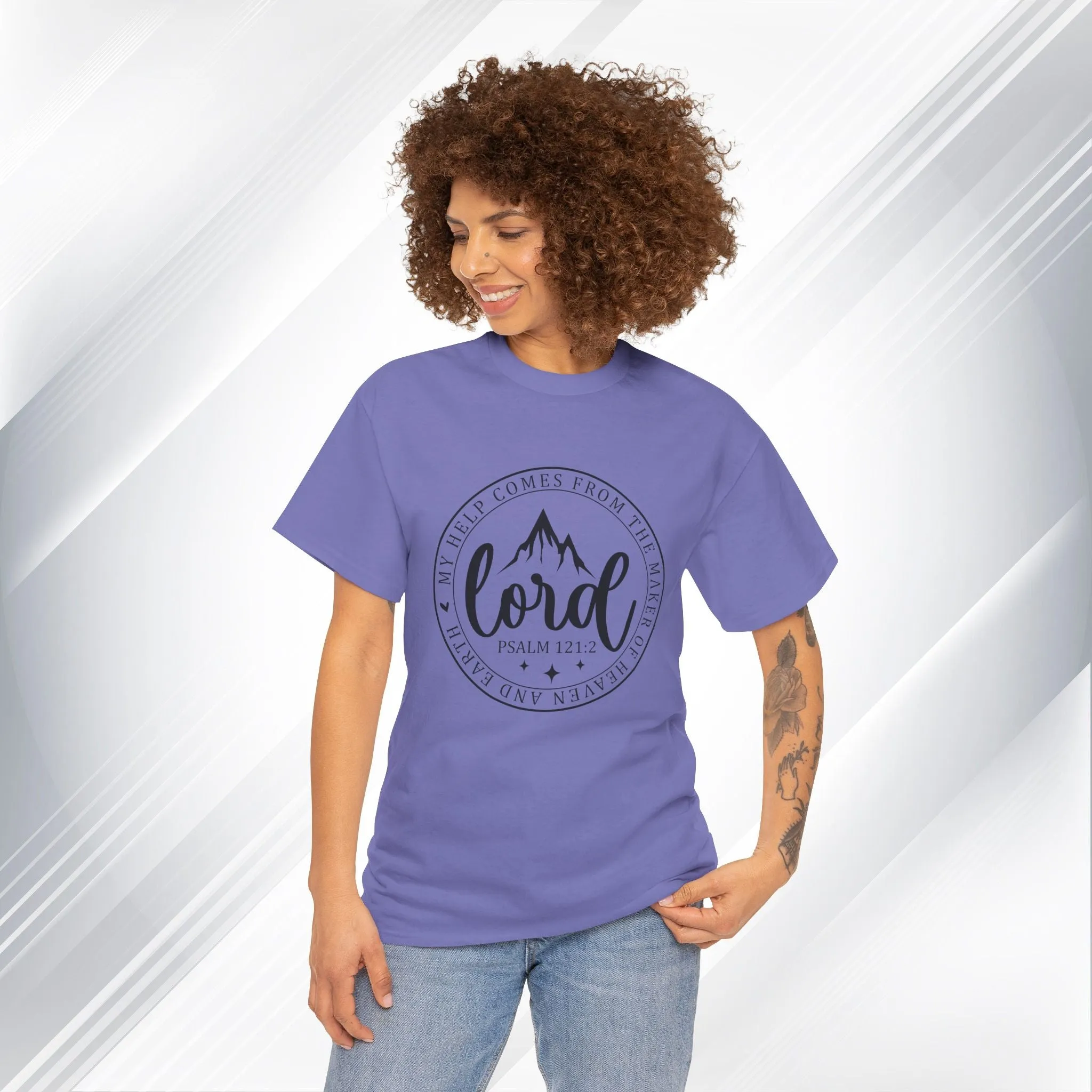 Lord Heavy Cotton Tee - Psalm 121:2 Inspirational Apparel