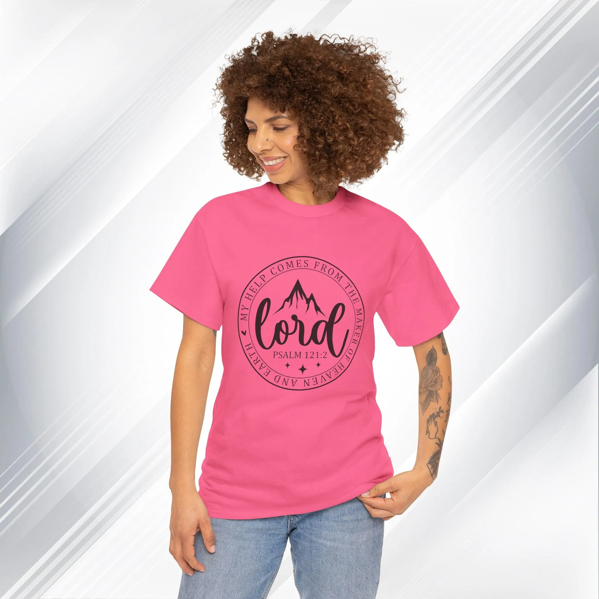 Lord Heavy Cotton Tee - Psalm 121:2 Inspirational Apparel