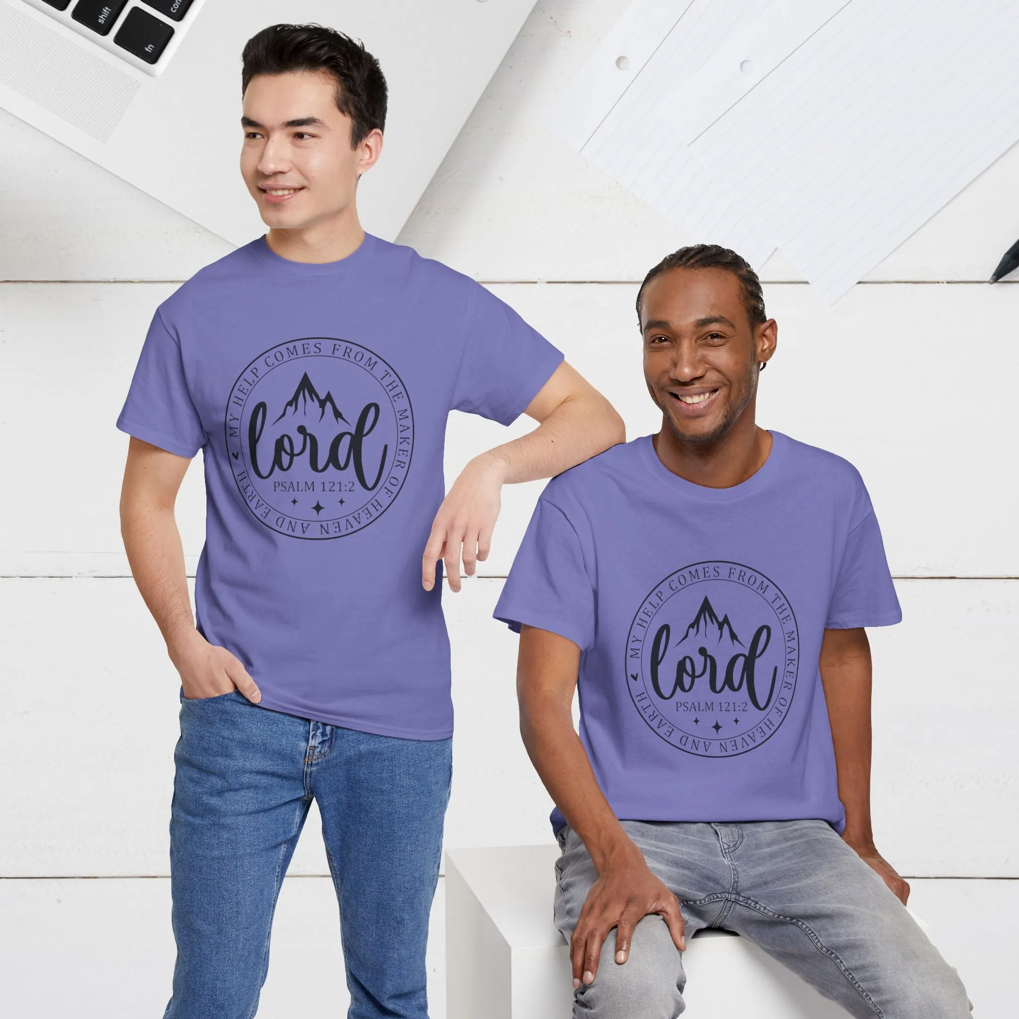 Lord Heavy Cotton Tee - Psalm 121:2 Inspirational Apparel