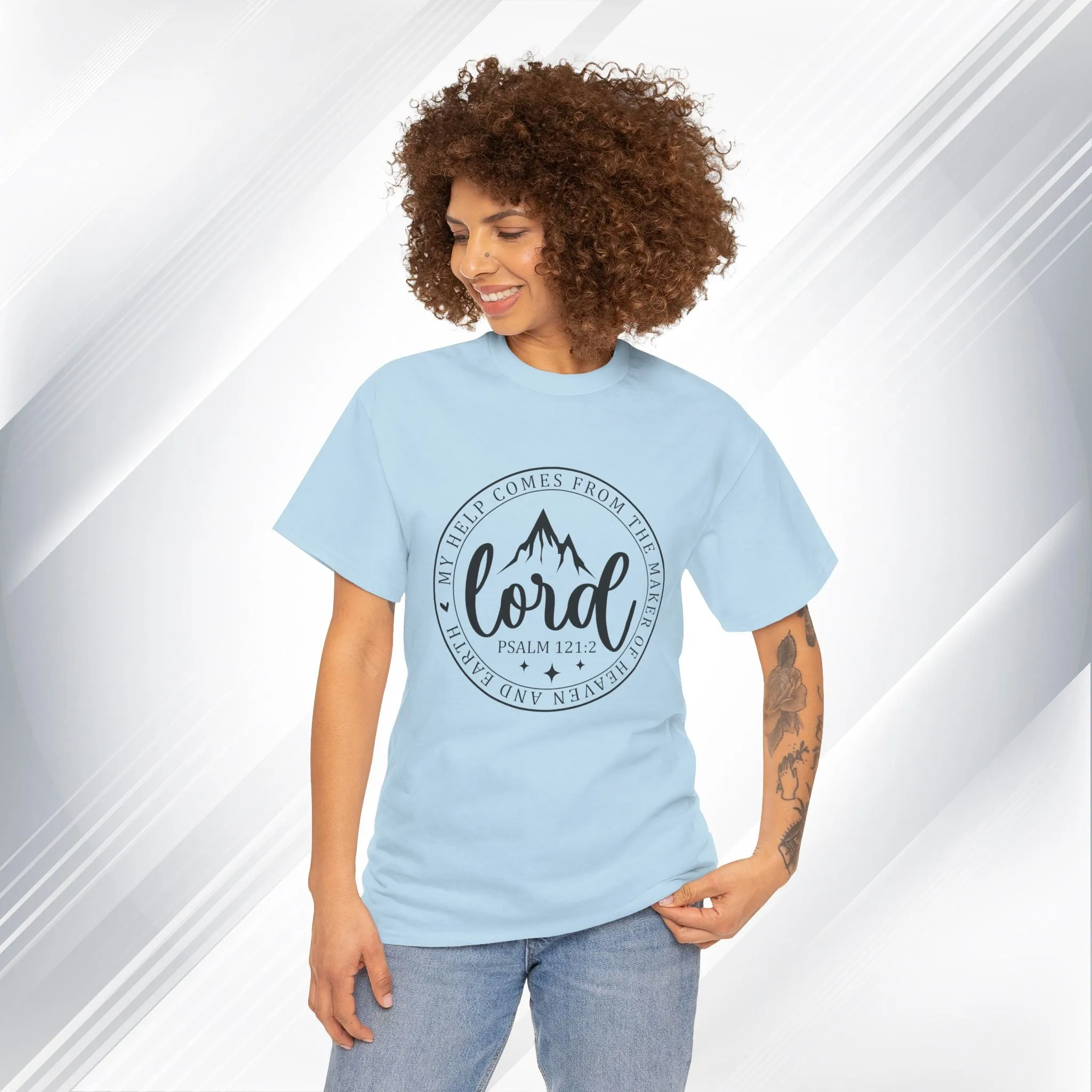 Lord Heavy Cotton Tee - Psalm 121:2 Inspirational Apparel