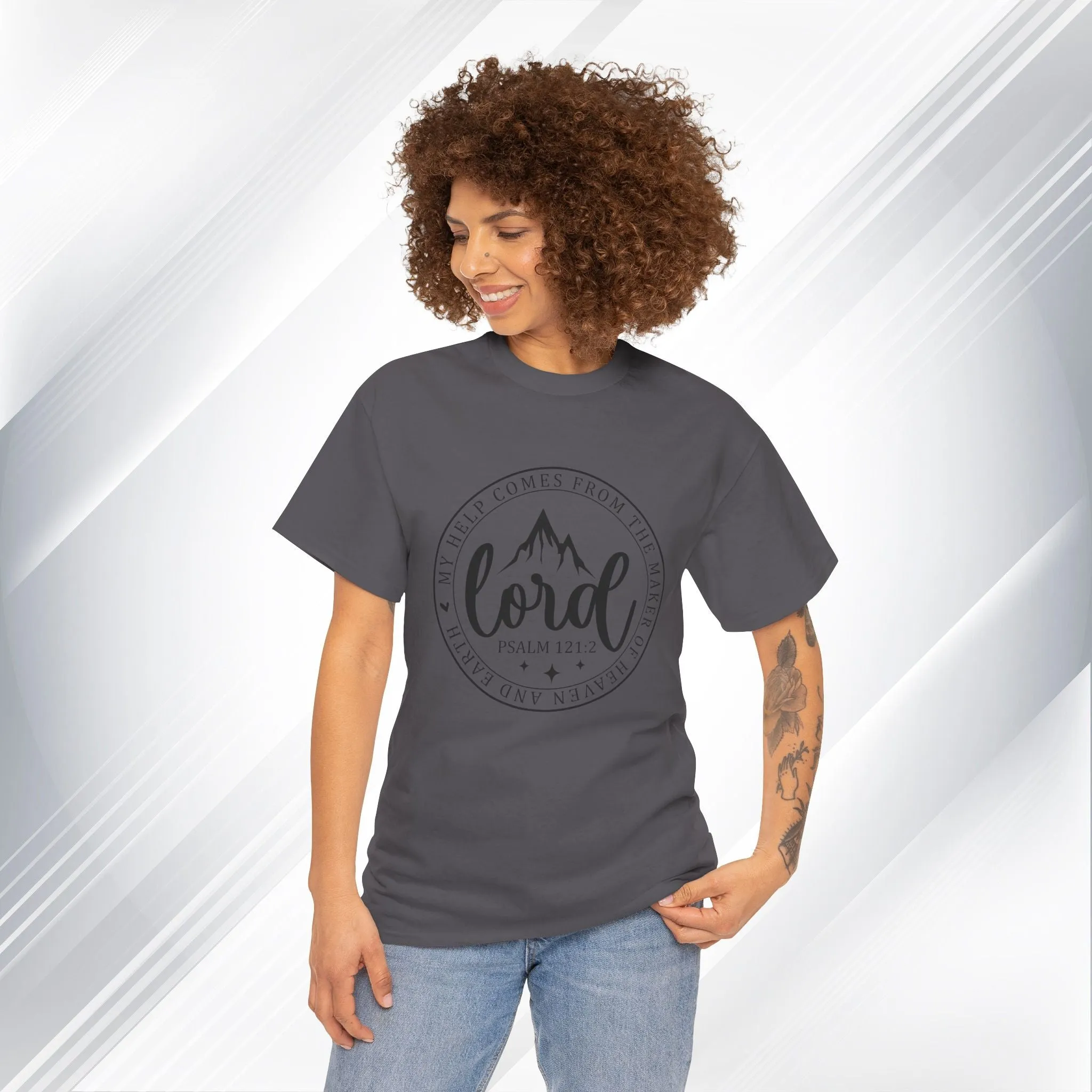 Lord Heavy Cotton Tee - Psalm 121:2 Inspirational Apparel