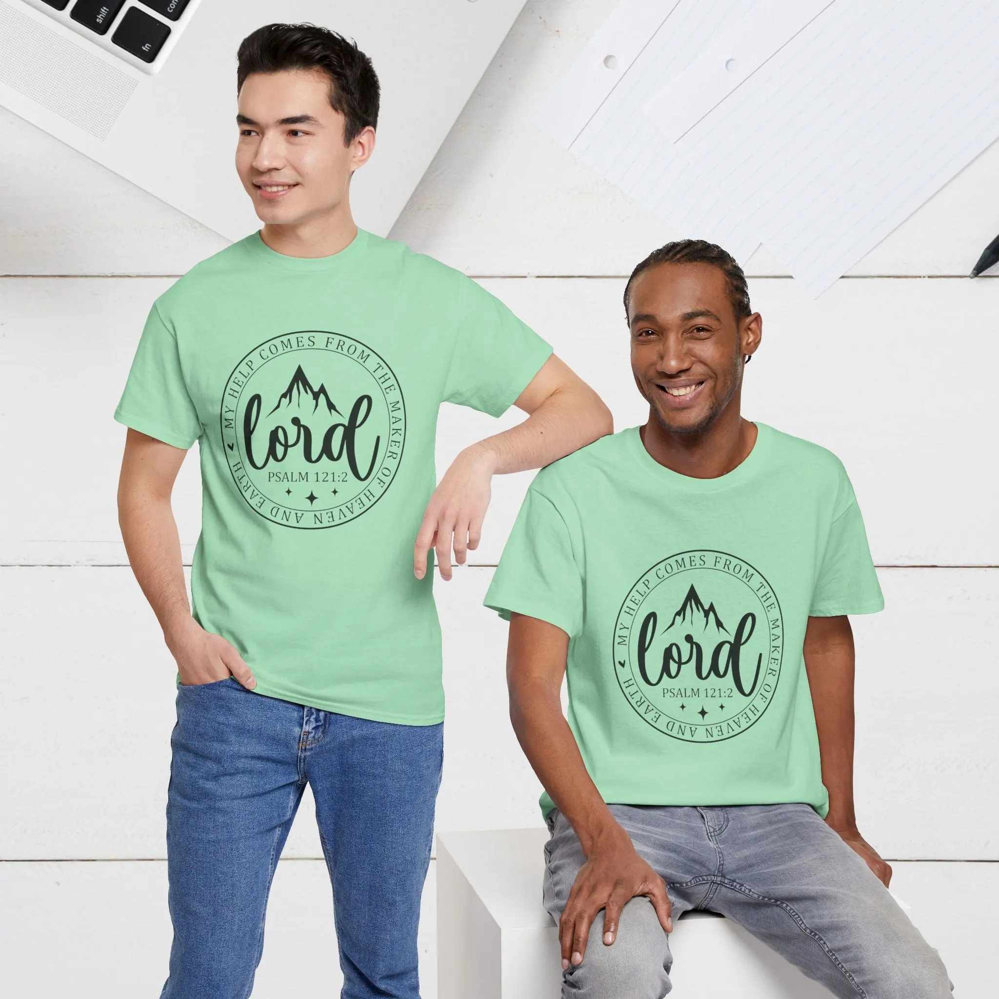 Lord Heavy Cotton Tee - Psalm 121:2 Inspirational Apparel