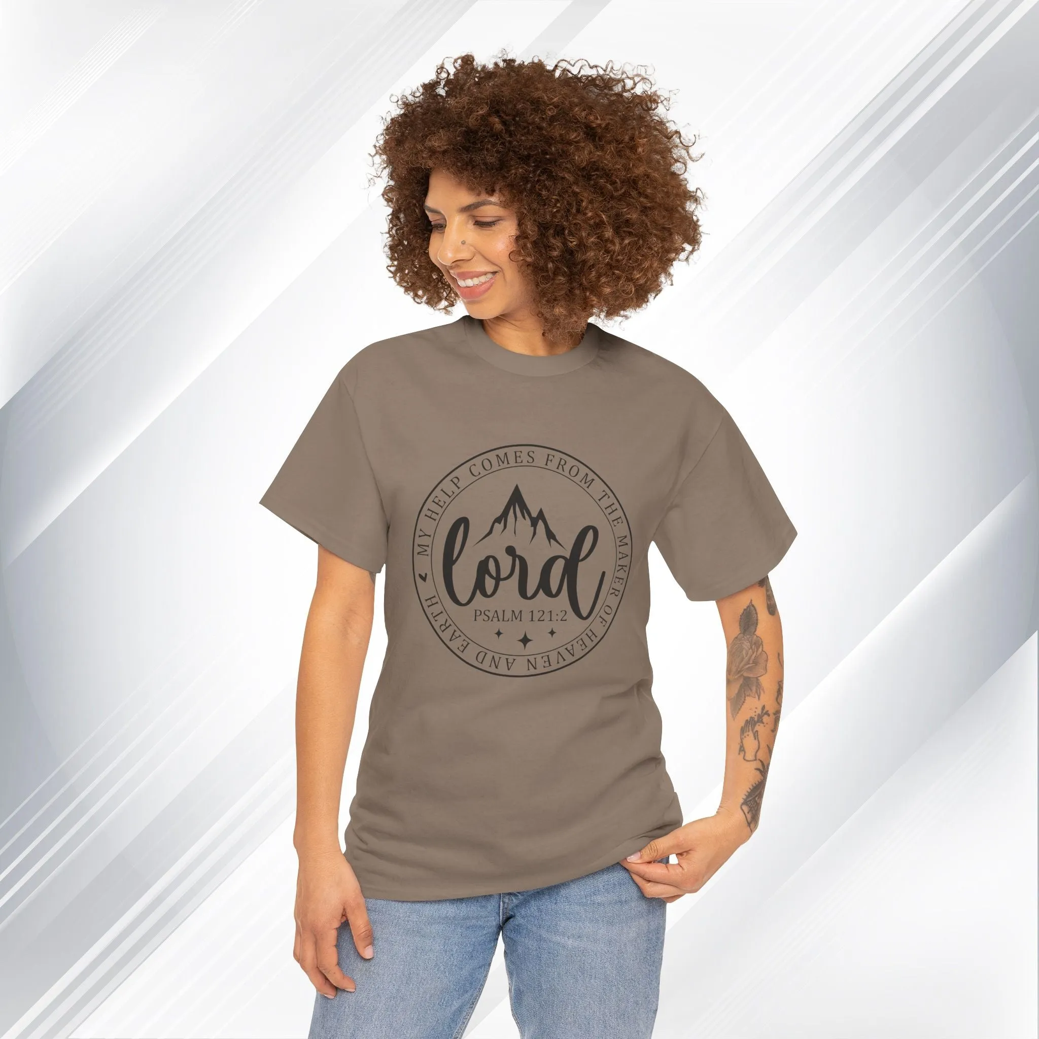Lord Heavy Cotton Tee - Psalm 121:2 Inspirational Apparel