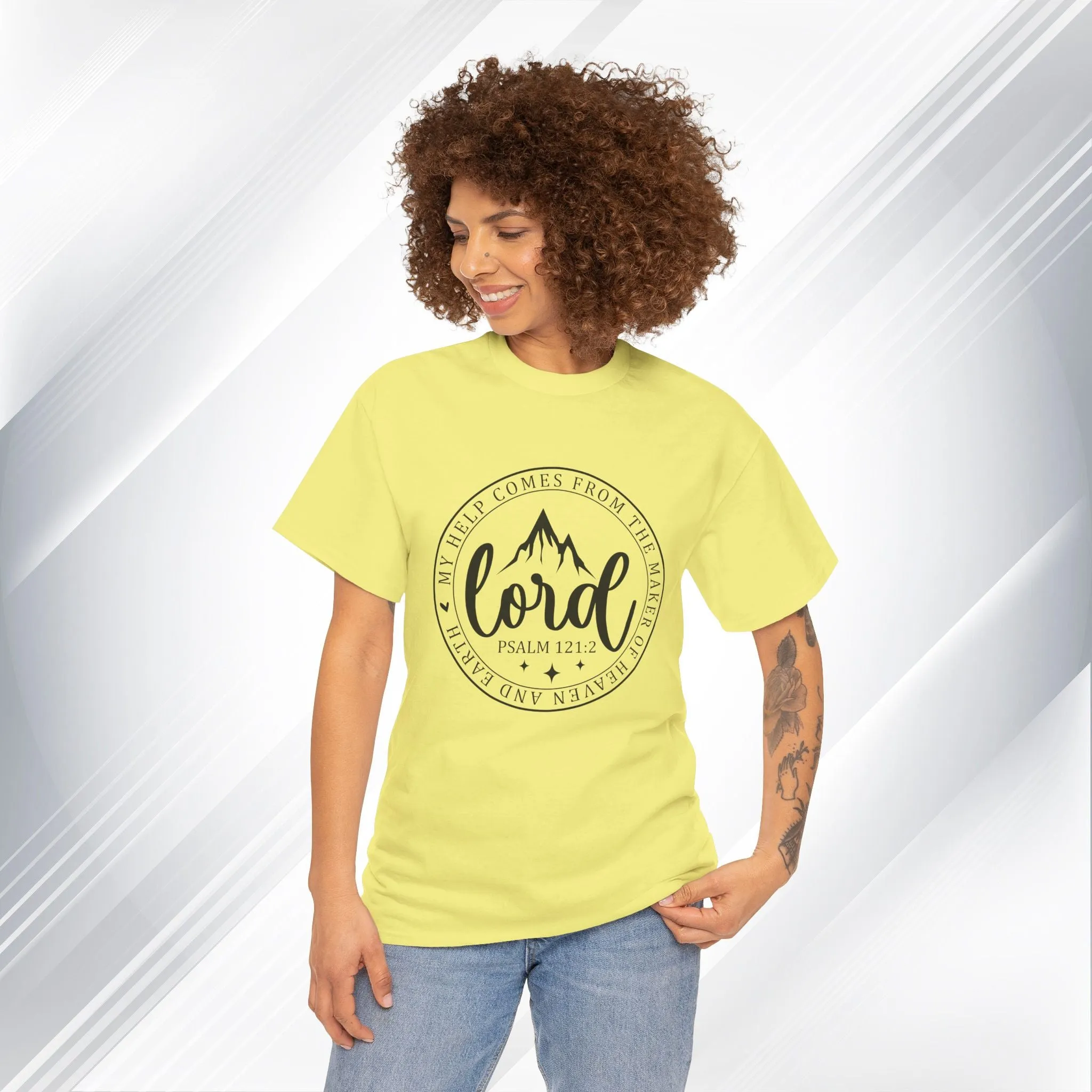 Lord Heavy Cotton Tee - Psalm 121:2 Inspirational Apparel