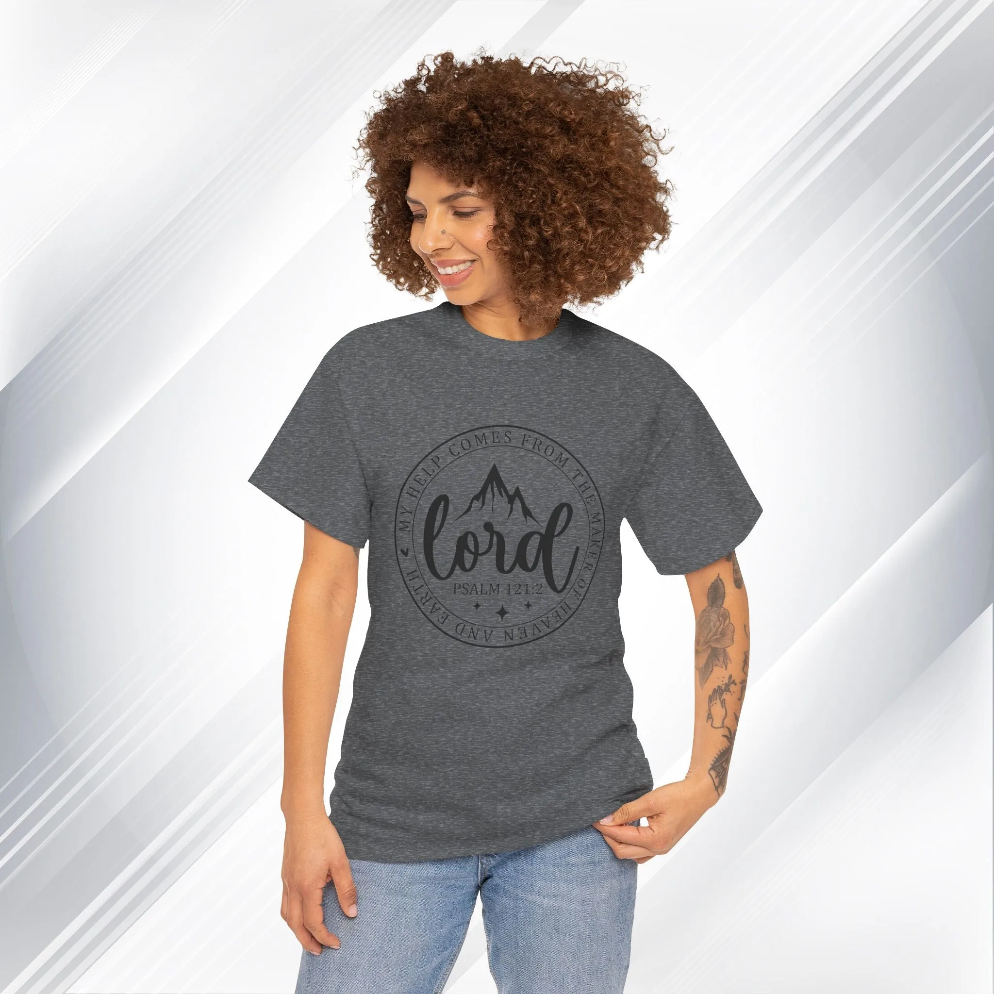 Lord Heavy Cotton Tee - Psalm 121:2 Inspirational Apparel