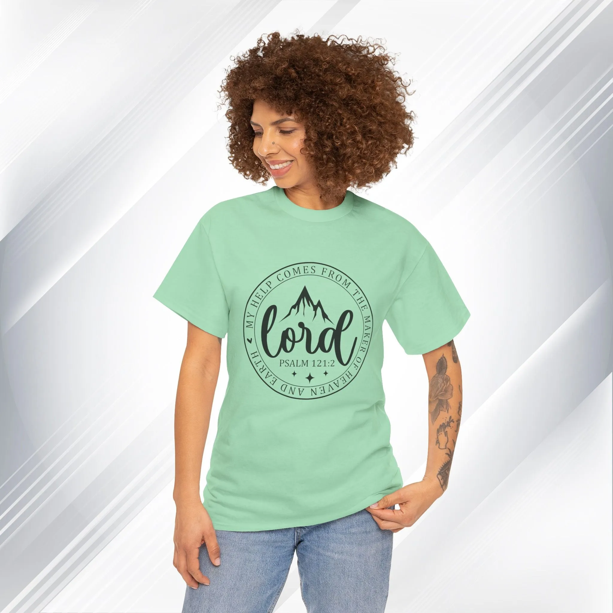Lord Heavy Cotton Tee - Psalm 121:2 Inspirational Apparel