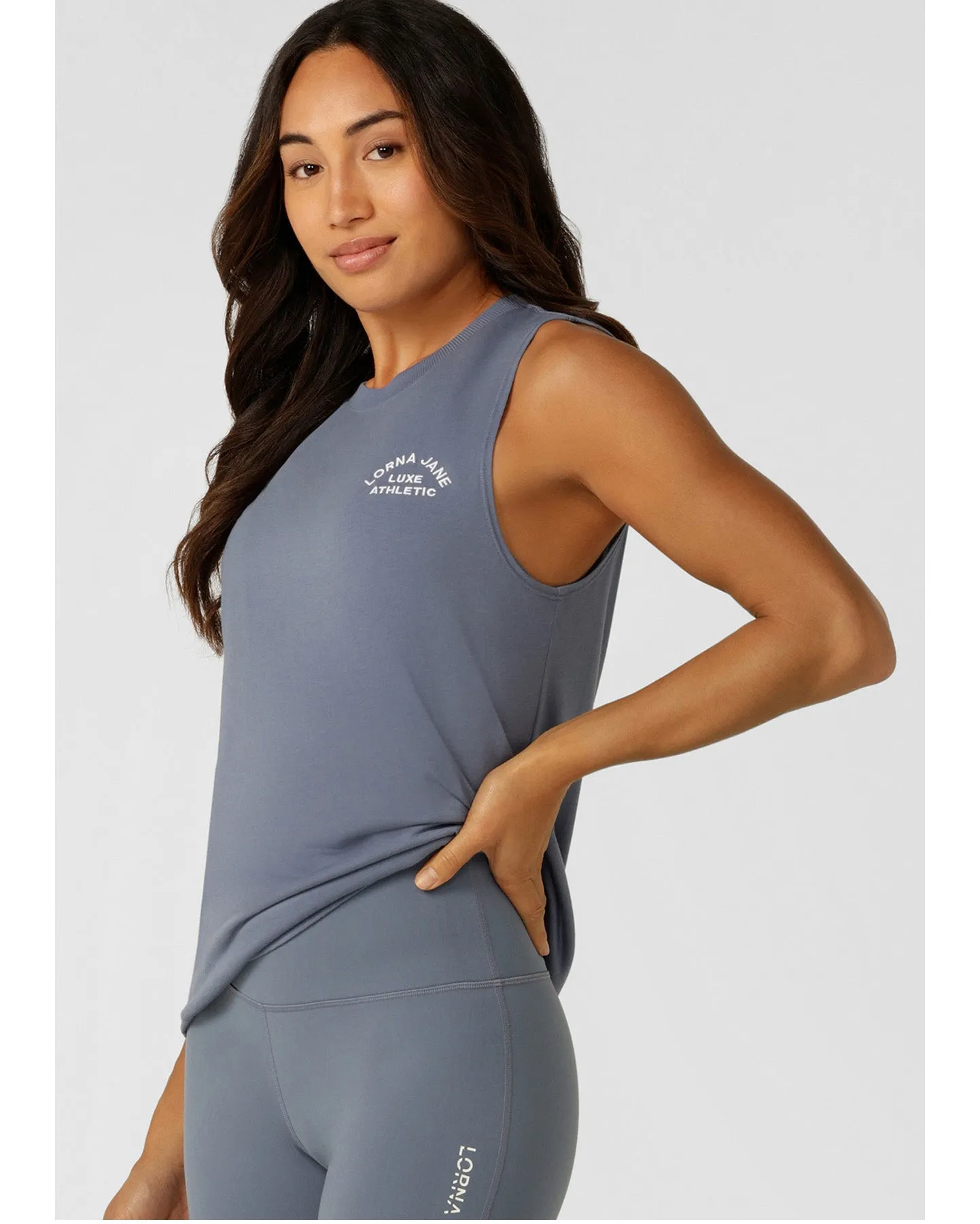 Lorna Jane Lotus Muscle Tank - Powder Grey