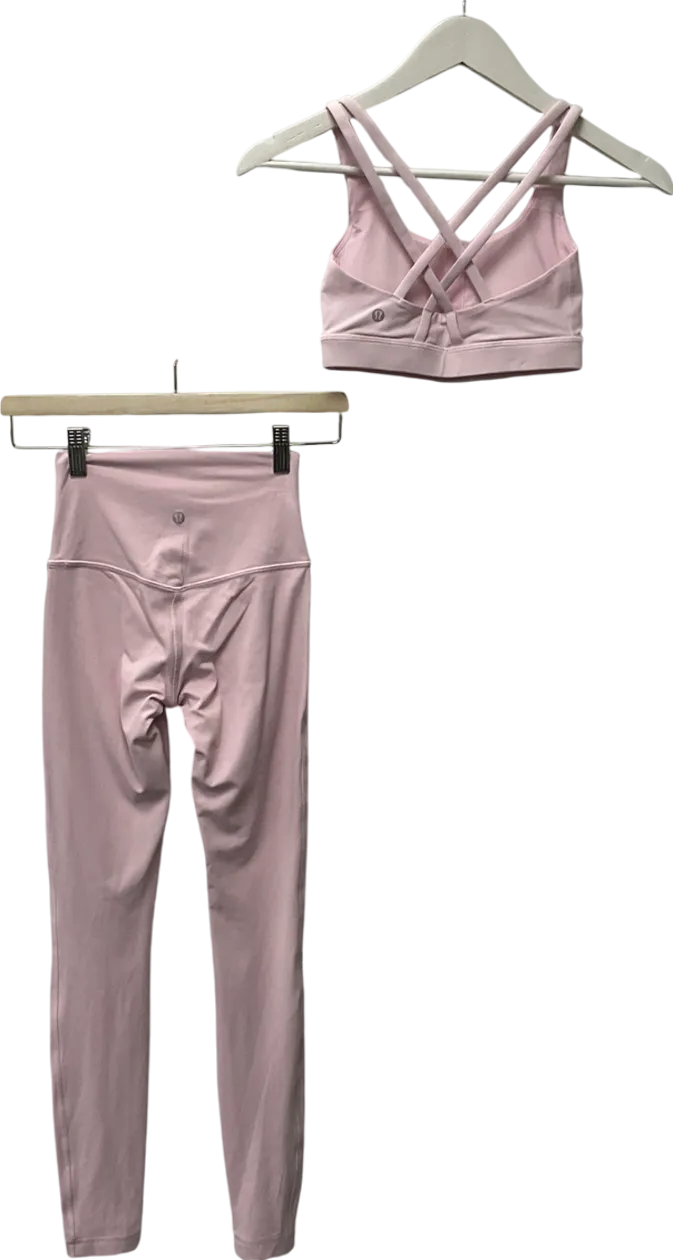 Lululemon Pink High-rise Pant & Cloud Longline Bra UK S