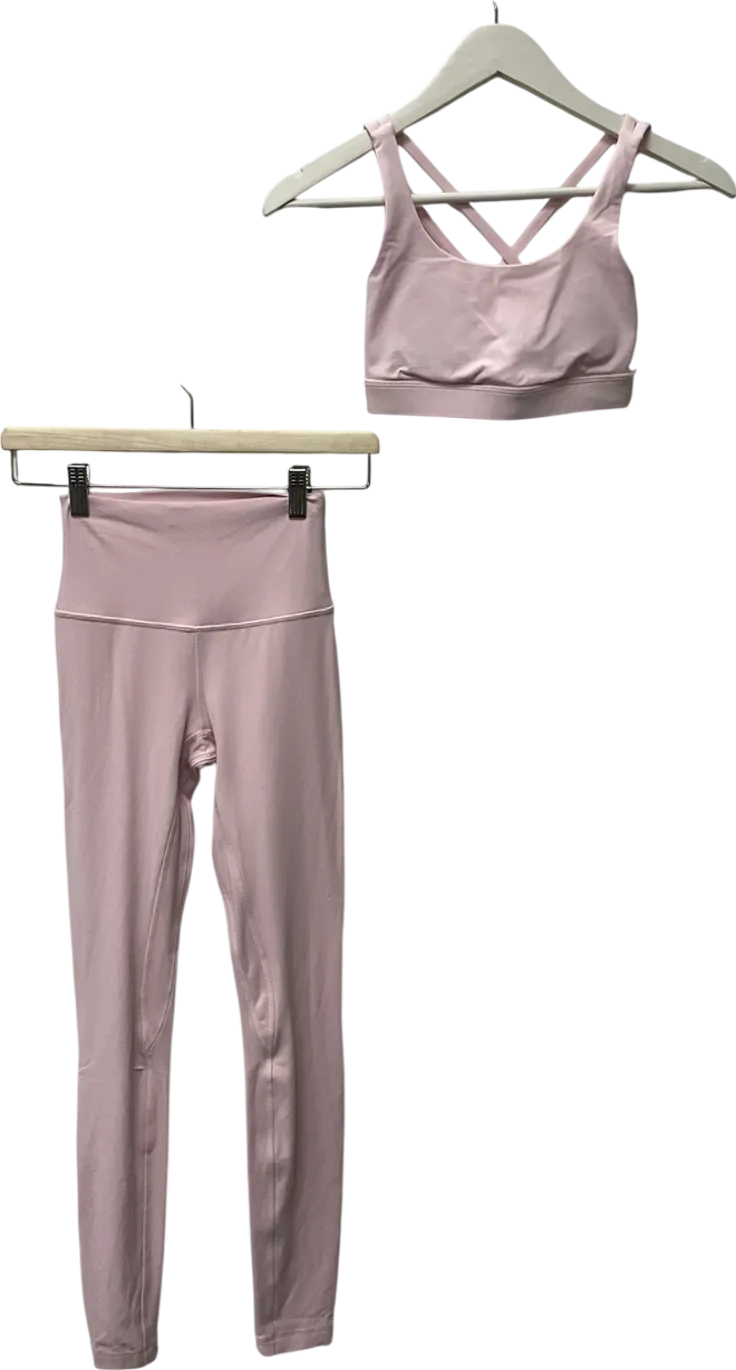 Lululemon Pink High-rise Pant & Cloud Longline Bra UK S