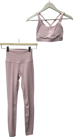 Lululemon Pink High-rise Pant & Cloud Longline Bra UK S
