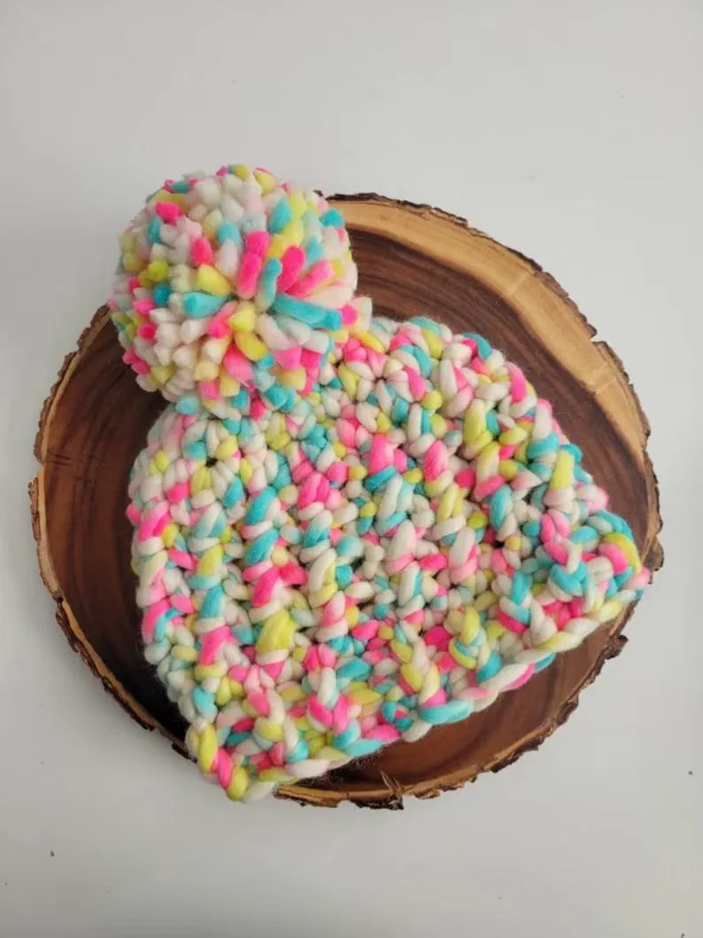 Luxury Pom Pom Hat in Neon