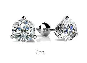 Luxury Round Lab Diamond Stud Earrings Real 925 Sterling Silver Women Jewelry