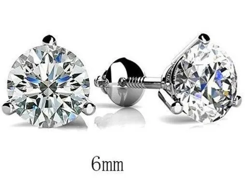 Luxury Round Lab Diamond Stud Earrings Real 925 Sterling Silver Women Jewelry