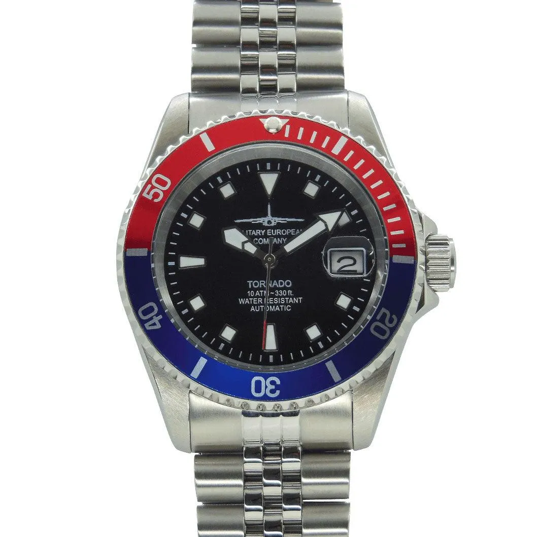 Mec Tornado 42mm Watch Automatic Black Tornado RB steel