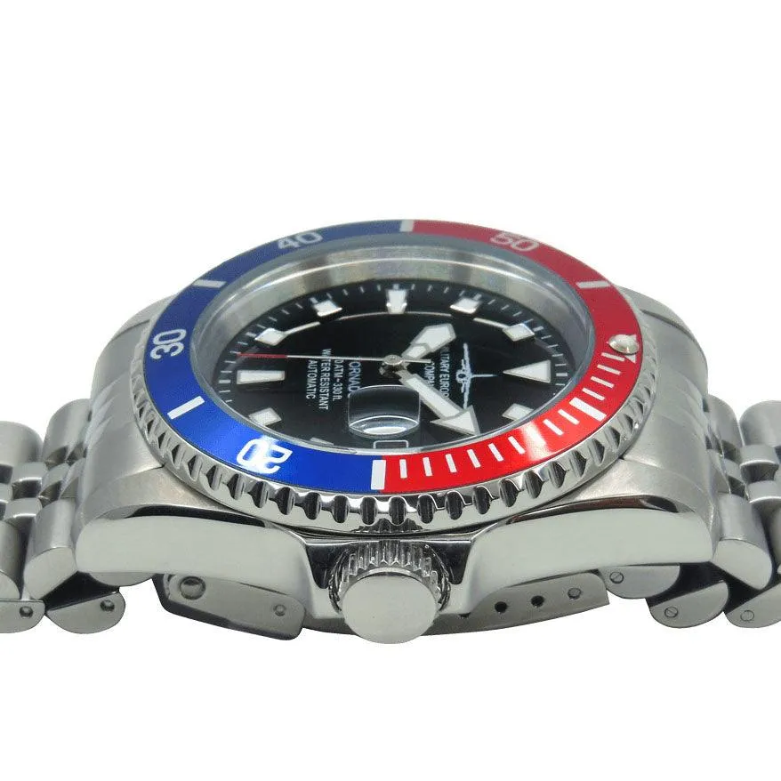 Mec Tornado 42mm Watch Automatic Black Tornado RB steel