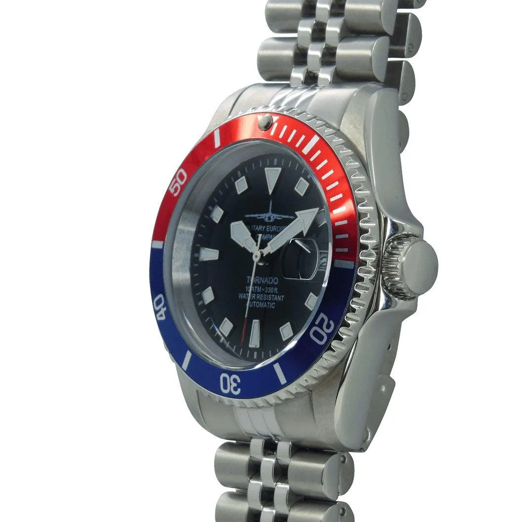 Mec Tornado 42mm Watch Automatic Black Tornado RB steel