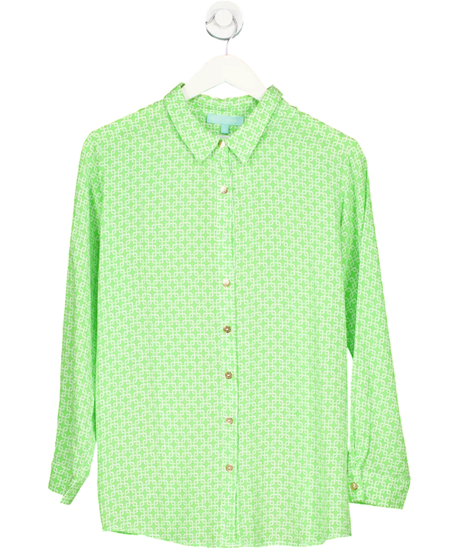 Melissa Odabash Green Links Pattern Beach Shirt UK S