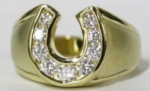Men's 18 Kt Gold Plated Dress Ring Horseshoe CZ 073