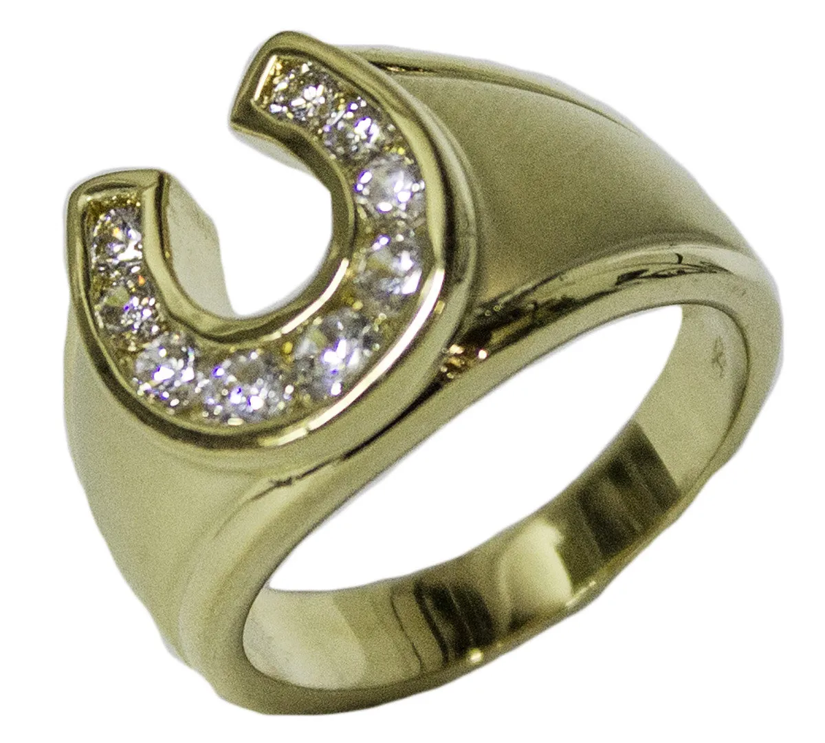 Men's 18 Kt Gold Plated Dress Ring Horseshoe CZ 073