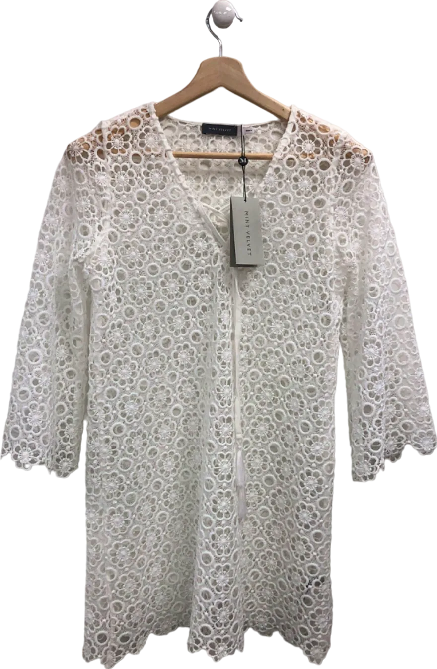Mint Velvet White Crochet Lace Dress UK S