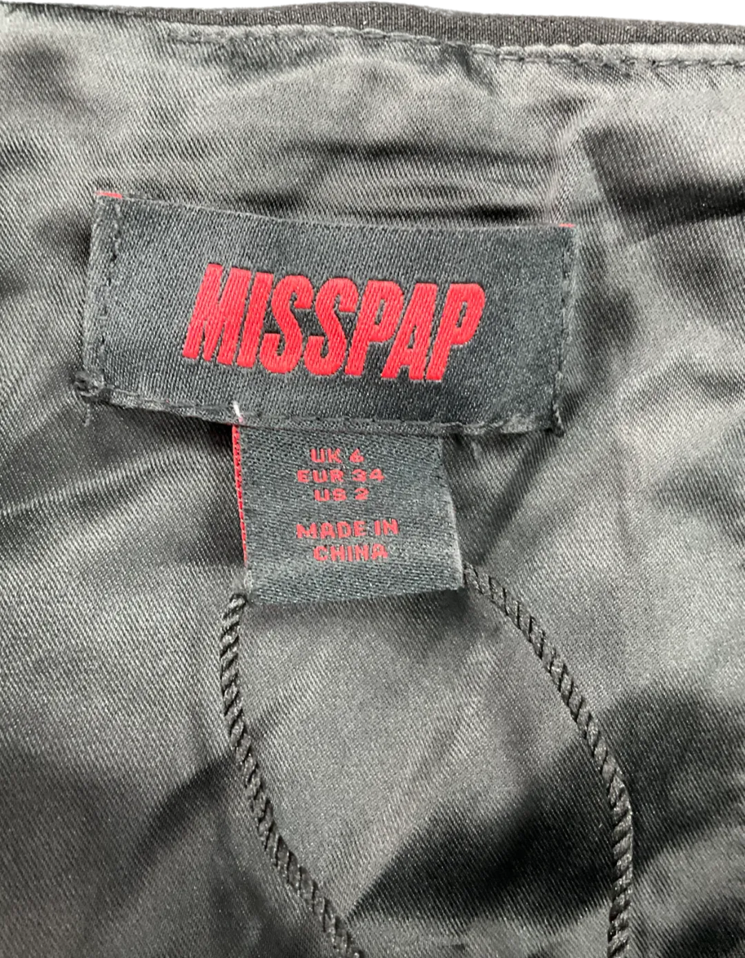 Misspap Black Premium Mirror Embellished Cut Out Mini Dress UK 6