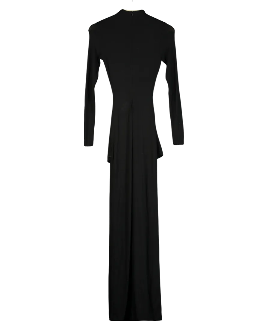 Naked Wardrobe Black Turtleneck Draped Tie Dress UK XS