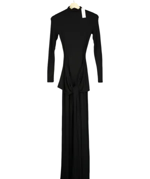 Naked Wardrobe Black Turtleneck Draped Tie Dress UK XS