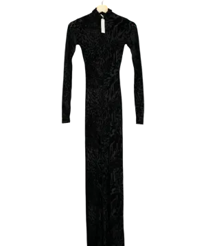 Naked Wardrobe Black Velvet Burnout Animal Print Jumpsuit UK XS